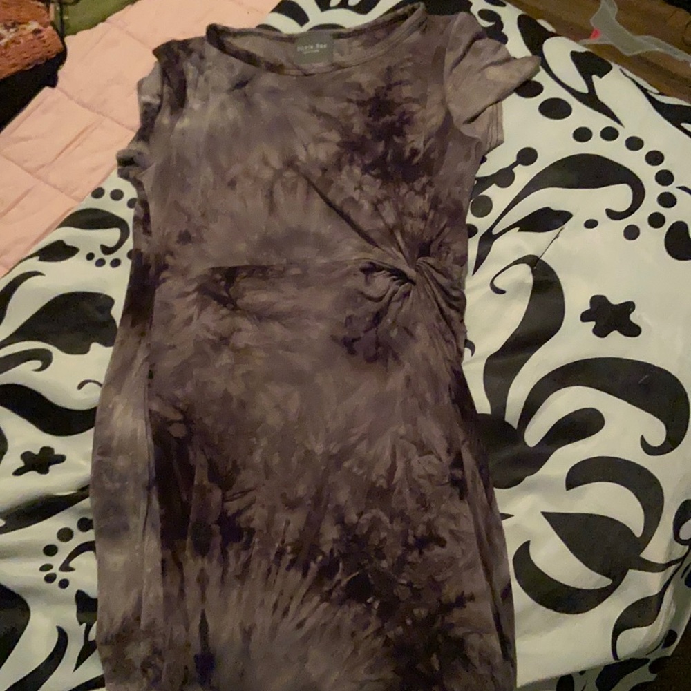 Tie die black and gray casual spandex dress